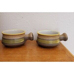 STONECREST Pottery ER-2 Pair of Two Soup Chili Crocks w/ Handles Tyrole Korea